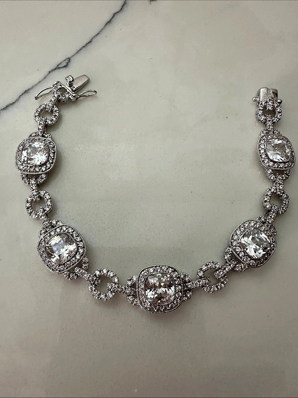Crystal Tennis Bracelet Silver Like New